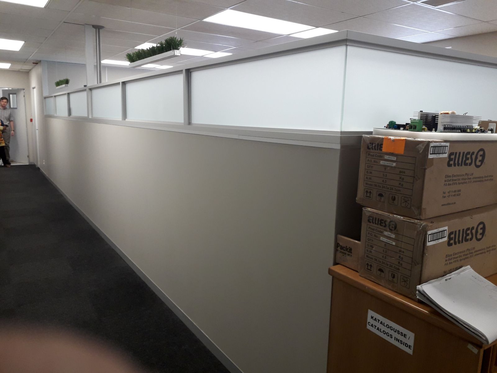Drywall and glass office divider
